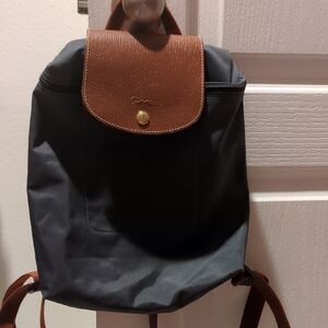 Longchamp Black and Brown Backpack